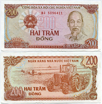 ВЬЕТНАМ 200 ДОНГОВ 1987 Pick 100b бумага UNC (ПРЕСС) 7146-53-2-2