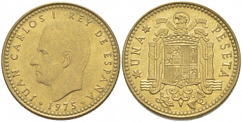 Испания 1 песета 1975 (80) Хуан Карлос I (1975-2014) KM 806 алюминиевая бронза 87-1514