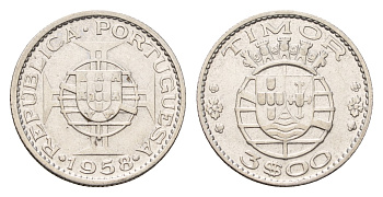 Португальский Тимор 3 эскудо 1958 год-тип KM 14 серебро 4669-765