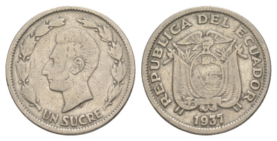 Эквадор 1 сукре 1937 KM 78.1 никель 4178-532