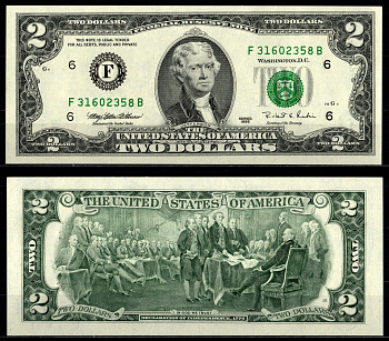 США 2 доллара 1995 F Pick 497 бумага UNC (пресс) 7195-2-2