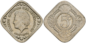 Нидерланды 5 центов 1978 30 лет правления Королевы Юлианы UC 300 медь цинк никель 4575-534