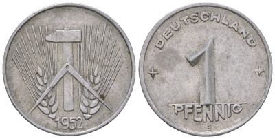 ГДР 1 пфенниг 1952 E KM 5 алюминий 188-145
