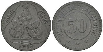 Фульда (Пруссия, Гессен-Нассау) 50 пфенингов 1918 Funck 146.8A цинк 4601-757