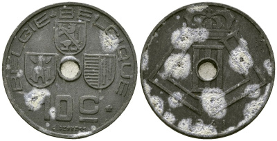 Бельгия 10 сантимов 1941 BELGIE - BELGIQUE KM 126 цинк 4172-115