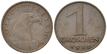 Австрия 1 грош 1926 KM 2836 бронза 4615-513