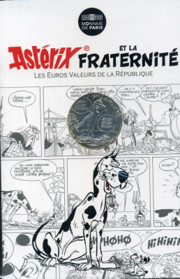 Франция 10 евро 2015 серия Астерикс и свобода, пес викингов, в оригинальном буклете KM NEW серебро UNC 1-4-3-21