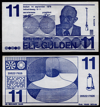 Нидерланды 11 гульденов 1978 шутливые банкноты с нидерландского фестиваля бумага 7457-13-1-1