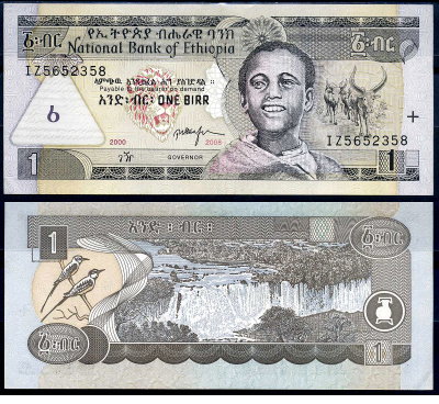 Эфиопия 1 быр ED 2000 AD 2008 Pick 46 e бумага 8592-10-3-2