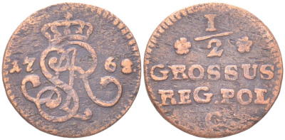 Польша 1/2 гроша 1768 Станислав Август Понятовский (1764-1795) Биткин 175 медь 4614-969