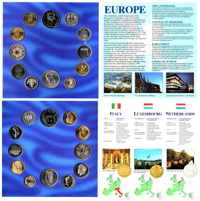 Европа красочной набор из 12 монет XX век Коллекция монет Европейского сообщества - Бельгия, Дания, Франция, Германия, Греция, Ирландия, Италия, Люксембург, Нидерланды, Португалия, Испания, Великобритания BU 8-2-05-70