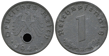 Германия 1 рейхспфенниг 1944 B KM 97, J. 369 цинк 4668-1157