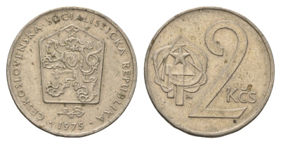 Чехословакия 2 кроны 1975 KM 75 медно-никель 4673-933