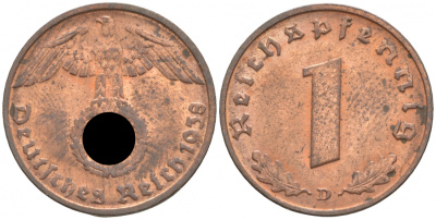 ГЕРМАНИЯ 1 РЕЙХСПФЕННИГ 1938 D J 361, KM 89 бронза aUNC 73-651