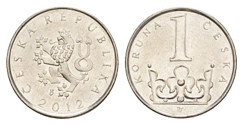 Чехия 1 крона 2012 KM 7 сталь плакированная никелем aUNC 4632-522
