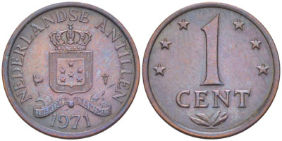 Нидерландские Антилы 1 цент 1971 Юлиана (1948-1980) KM 8 бронза 211-814