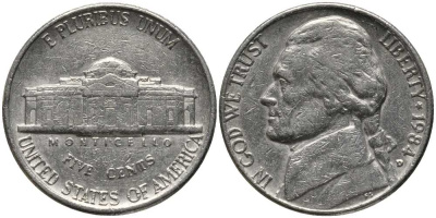 США 5 ЦЕНТОВ 1984 D, ДЖЕФФЕРСОН KM А192 медно-никель 113-456