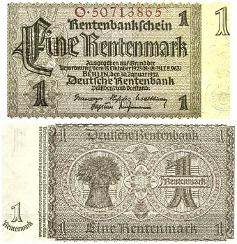 Германия 1 рентенмарка 1937  Pick 173 b (1)   бумага  aUNC  7221-27-2-1