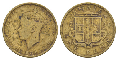 Ямайка 1 пенни 1938 Георг VI (1936-1952) KM 32 никель латунь 4626-636