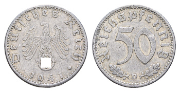 Германия 50 рейхспфеннигов 1941 D KM 96, J. 372 алюминий 4648-1044