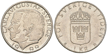 Швеция 1 крона 1999 Густав VI Адольф (1950-1973) KM 852a медно-никель 4616-1045