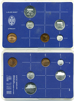 Нидерланды набор из 5 монет + жетон мондвора 1982 пластик KM 202, 203, 204, 205, 206 UNC 7-4-2-03