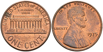 США 1 цент 1975 Линкольн KM 201 медь цинк 4115-922