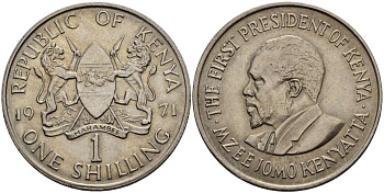 Кения 1 шиллинг 1971 Джомо Кениата KM 14 медно-никель 4512-215