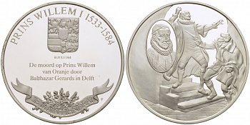 Нидерланды медаль ND серия великие правители, король Вильгельм II (1792-1849), 36 мм, 17,5 гр  серебро  PROOF  1082-8-31