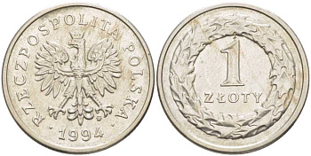 Польша 1 злотый 1994 MW KM 282 медно-никель 4402-112