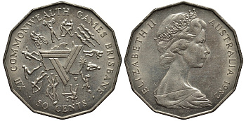 Австралия 50 центов 1982 Елизавета II (1952-2022), XII игры стран Британсого содружества KM 74 медно-никель 4536-114