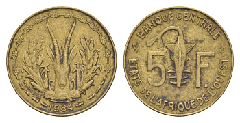 Западная Африка (BCEAO) 5 франков 1984 KM 2a медь алюминий никель 4655-815