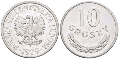 ПОЛЬША 10 ГРОШЕЙ 1979 MW KM AA47, Parchimowicz 206s алюминий UNC 4181-1137