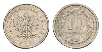 Польша 10 грошей 2001 Y 279 медно-никель 4625-733