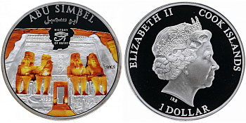 Острова Кука 1 доллар 2012 История Египта, Абу-Симбел KM NEW медно-никель  PROOF  M80-06