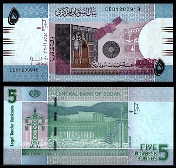 Судан 5 фунтов 2011 Pick 72 a бумага UNC (пресс) 7217-11-3-2