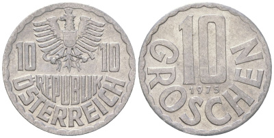 Австрия 10 грошей 1975 KM 2878 алюминий aUNC 3955-1114