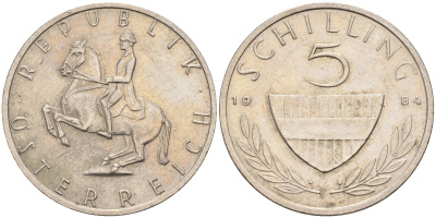 Австрия 5 шиллингов 1984 KM 2889a медно-никель 4116-956