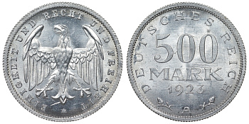 Германия 500 марок 1923 A KM 36, J. 305 алюминий 4123-216