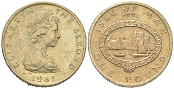Остров Мэн 1 фунт 1983 Елизавета II (1952-2022) KM 109 никель латунь 4619-146
