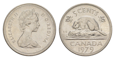 Канада 5 центов 1979 Елизавета II (1952-2022), бобр KM 60.2 никель 4639-469