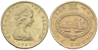 Остров Мэн 1 фунт 1983 Елизавета II (1952-2022) KM 109 никель латунь 4619-146