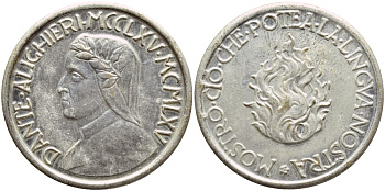 ИТАЛИЯ ЖЕТОН ND ДАНТЕ АЛИШЕРИ белый металл 4398-821