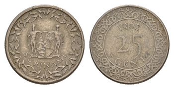 Суринам 25 центов 1962 KM 14 медно-никель 4649-1024