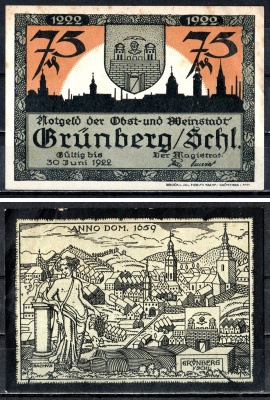 Грюнберг (Силезия) 75 пфеннигов 1922 7556-71-2-2