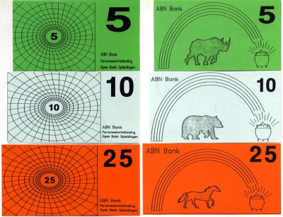 НИДЕРЛАНДЫ НАБОР ИЗ 6 БАНКНОТ ND НА ОТКРЫТИЕ БАНКА ABN (5, 10, 25, 50, 100, 250) бумага UNC (ПРЕСС) 7146-40-3-1
