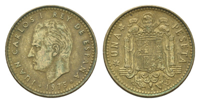 Испания 1 песета 1975 (76) Хуан Карлос I (1975-2014) KM 806 алюминиевая бронза 4685-1058