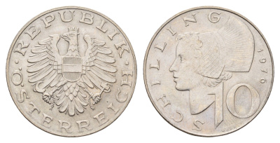 Австрия 10 шиллингов 1976 KM 2918 медно-никель UNC 4671-1042