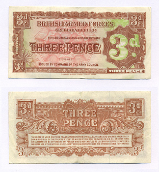 Великобритания 3 пенса 1948 вторая серия, для вооруженных сил Pick М16а бумага 6318-2-3-1