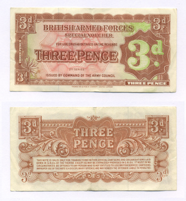 Великобритания 3 пенса 1948 вторая серия, для вооруженных сил Pick М16а бумага 6318-2-3-1